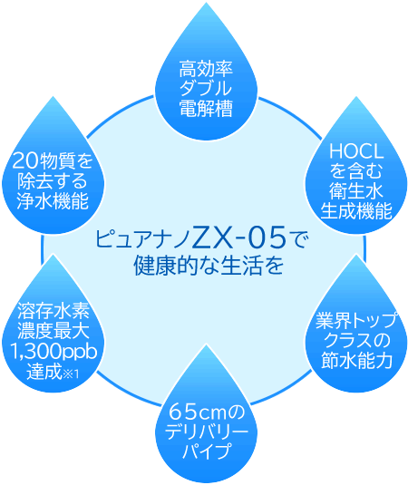 電解水素水生成器 ピュアナノZX-05｜送料無料でお届け